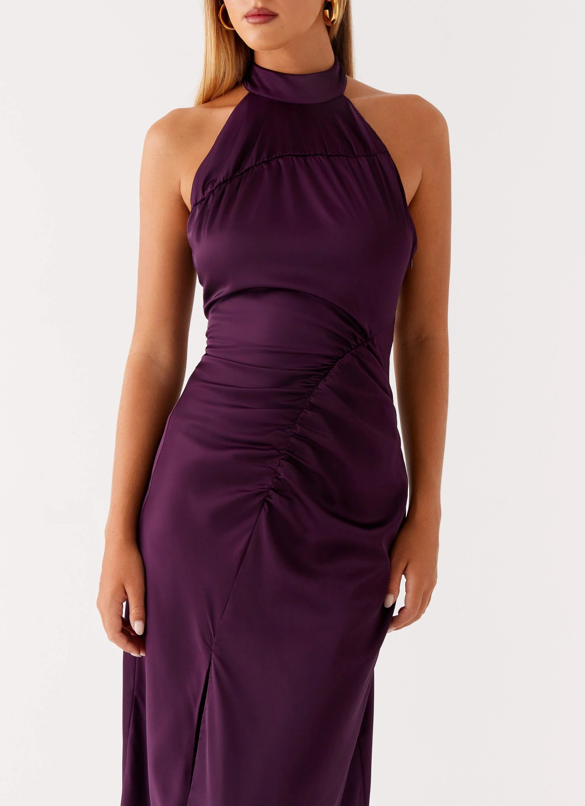 Casta Halterneck Midi Dress - Plum