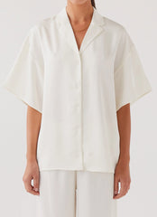 Palm Cove Satin Shirt - Pearl Dove