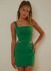 Rooftop Drinks Mini Skirt - Jade Green