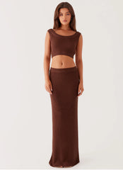 Season Fever Maxi Skirt - Chocolate